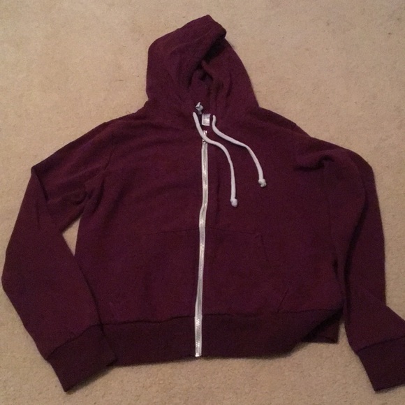 H&M Tops - H&M basics Divided Maroon Zip Up Hoodie